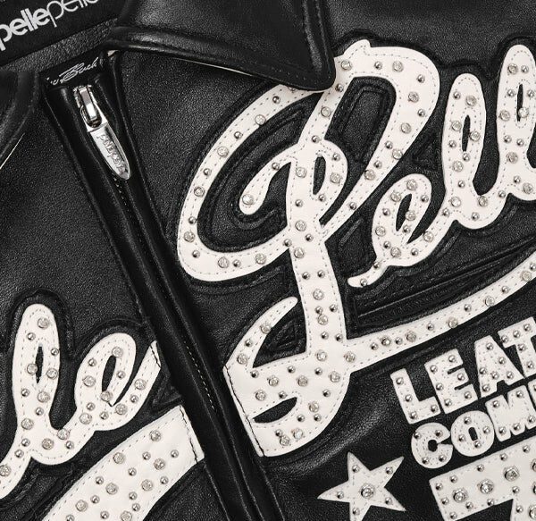 Pelle Pelle Encrusted Varsity Plush Black | Pelle Pelle Store view 3