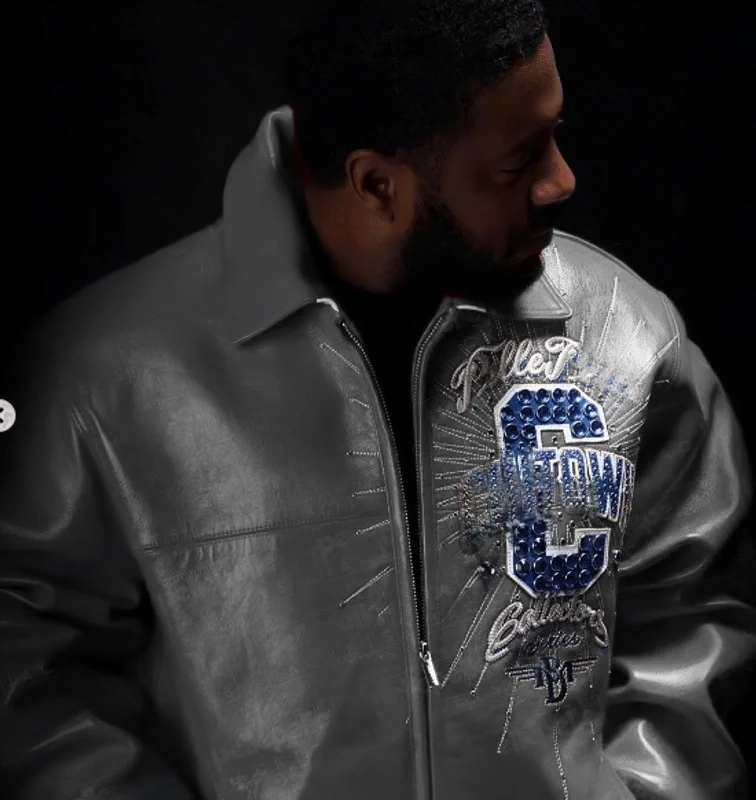 Grey Pelle Pelle Chi-Town Leather Jacket view 2